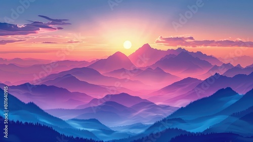 Mountain sunrise landscape with sky #801640915