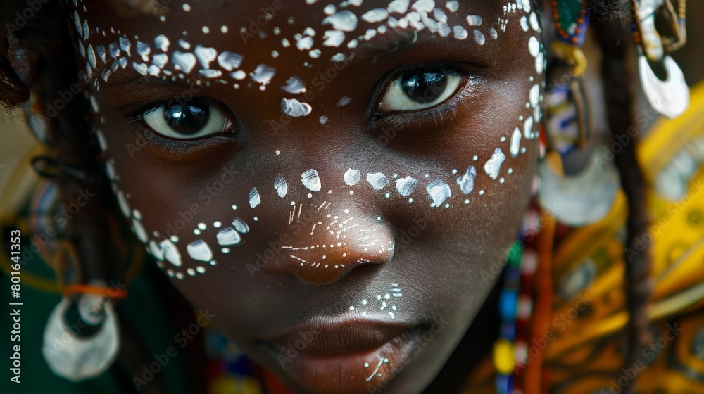 An intimate scene where a young Fulani girl participates in an ancient ...