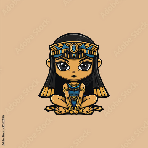 Cleopatra mascot cartoon logo vector illustration