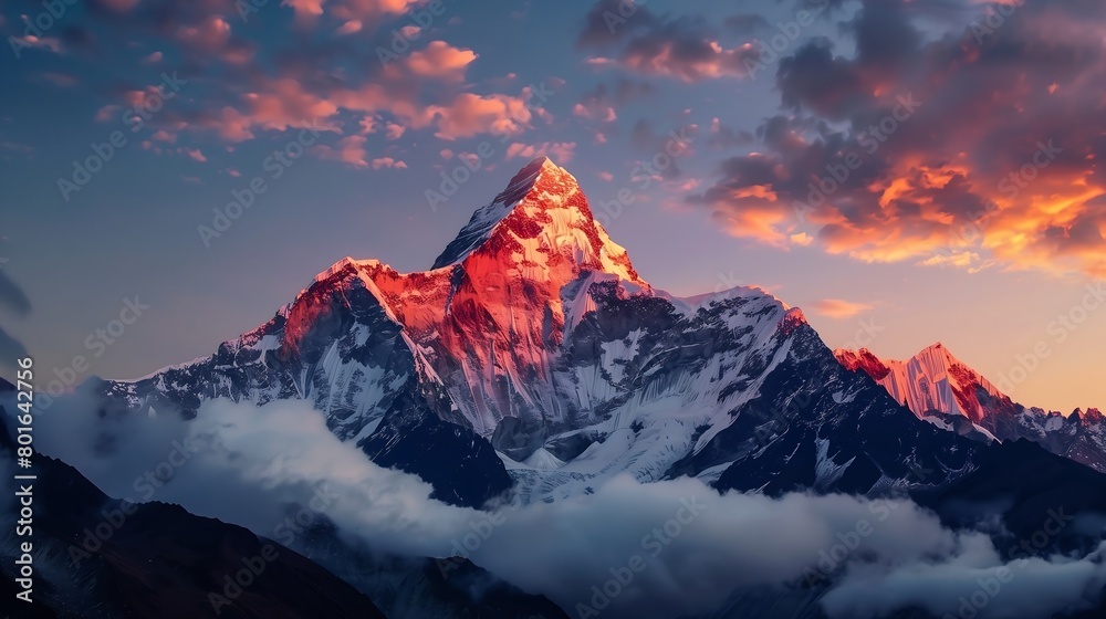 mountain red peak clouds background himalayan lamp amazing inspiring matte stunningly tibet built steep hill