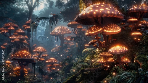 Mushroom Wallpaper  Fantasy Wallpaper  4K  Mushroom Light  Fantasy Mushroom  Jungle  Forest Mushroom  Jungle Background 