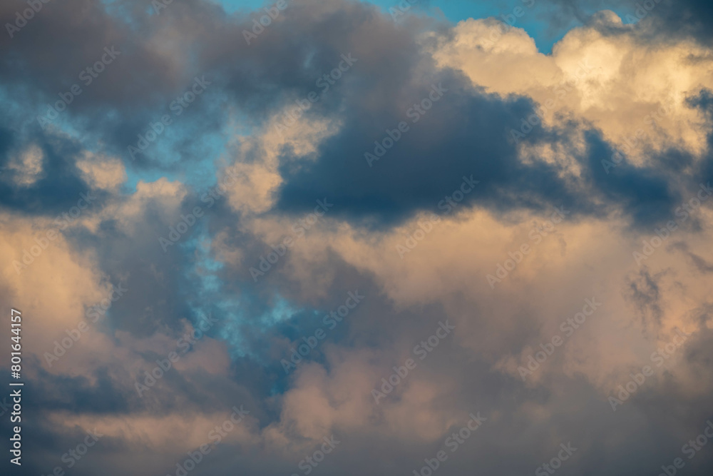 Typical sky with many clouds and blue background