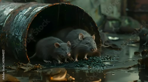 rats in the rubbish dump area.  4k video photo