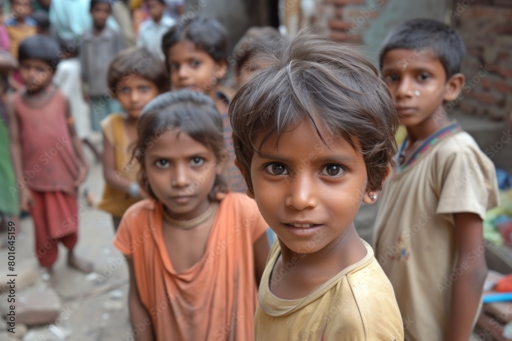 Unidentified indian poor children in the village. Unidentified indian poor children in the village.