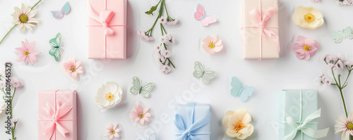 Wallpaper Mural Spring Garden gift box. A picturesque scene filled with blooming flowers, fluttering butterflies, and romantic vibes, perfect for weddings and celebrations Torontodigital.ca