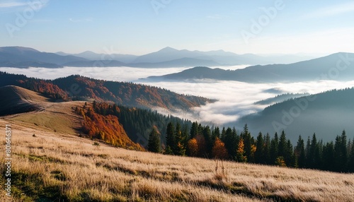 autumn foggy landscape morning view on mountains splendid nature image europe travel carpathians ukraine