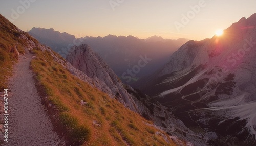 sunset trail in the julian alps