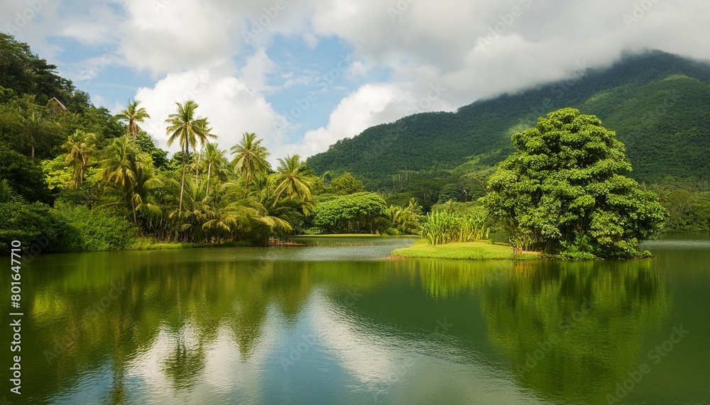 tropical lake scene