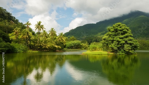 tropical lake scene