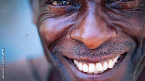 Close-Up Smiling Detailed Middle-Aged 50 to 60 Year Old Man Black or African American
