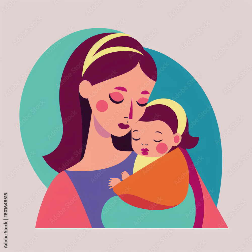 Mother and Child Embrace Under Starry Night, Floral Watercolor Illustration digital illustration mother's day Mother and Child Embrace Under Starry Night, Floral Watercolor Illustration digital illustration mother's day