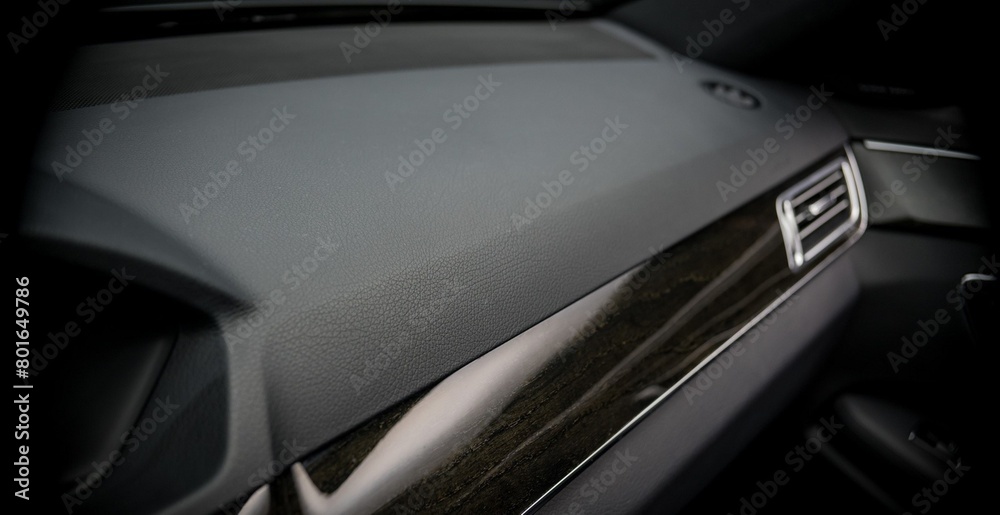 Black leather car dashboard Black leather car dashboard