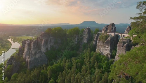 panorama view of the bastei the bastei is a famous rock formation in saxon switzerland national park near dresden germany photo