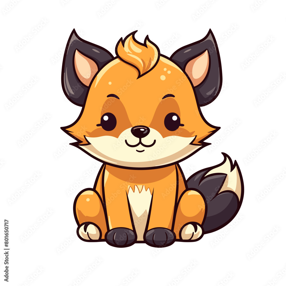 Cute cartoon fox. Vector illustration isolated on a white background.
