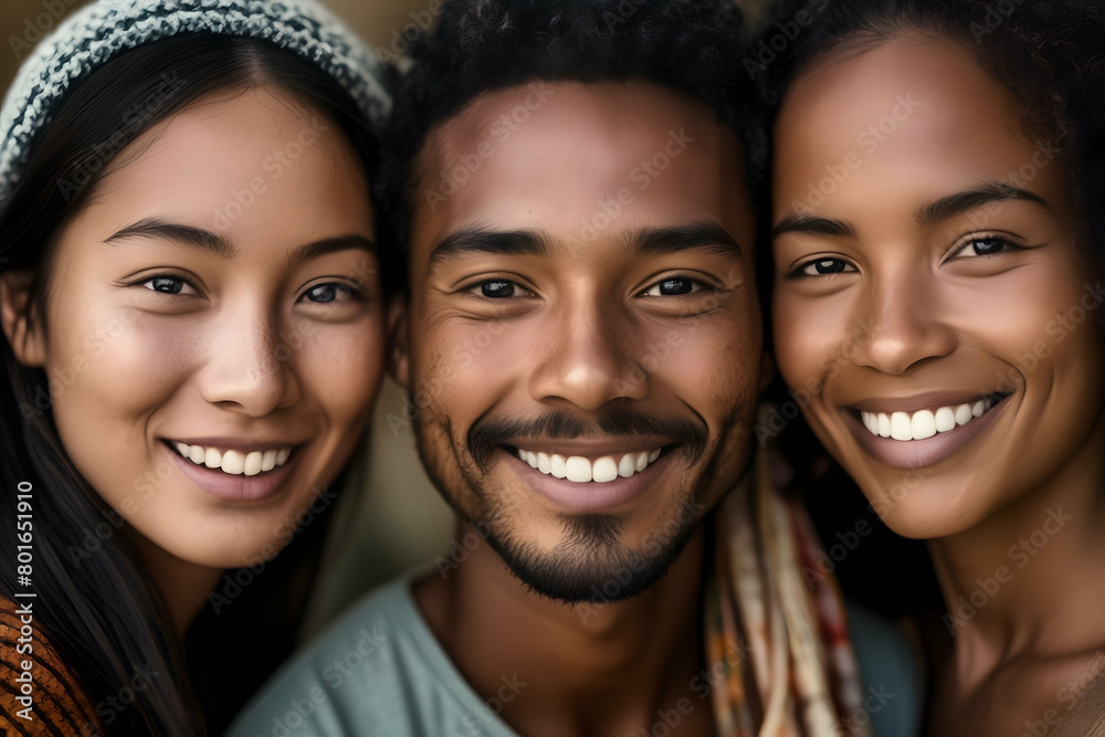 Portrait of multi ethnic small group of people smiling and looking at camera, Diversity, inclusion, equality concept Portrait of multi ethnic small group of people smiling and looking at camera, Diversity, inclusion, equality concept