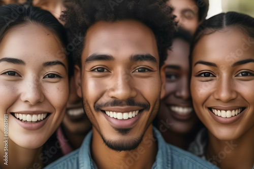 Portrait of multi ethnic large group of people smiling and looking at camera, Diversity, inclusion, equality concept © Marco