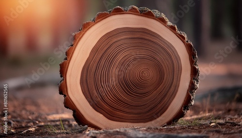 old wooden oak tree cut surface detailed warm dark brown and orange tones of a felled tree trunk or stump rough organic texture of tree rings with close up of end grain photo