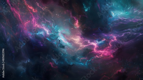 Captivating cosmic spectacle of vibrant nebula colors in deep space background photo