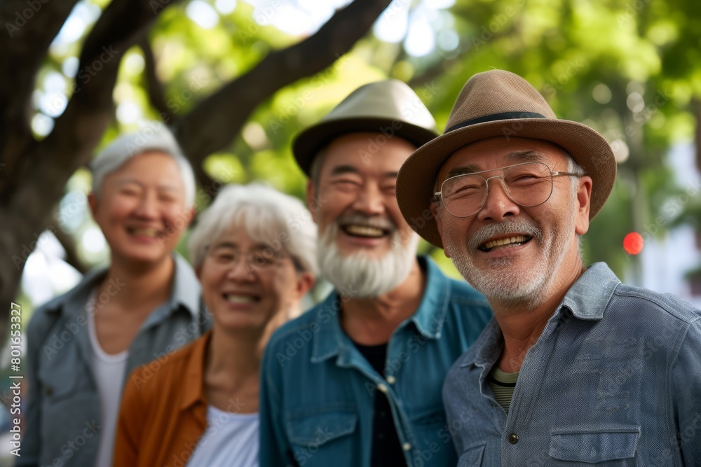 Portrait of happy senior asian family walking in the park outdoor Portrait of happy senior asian family walking in the park outdoor