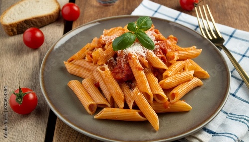 food photograph of italian penne all arrabbiata high quality