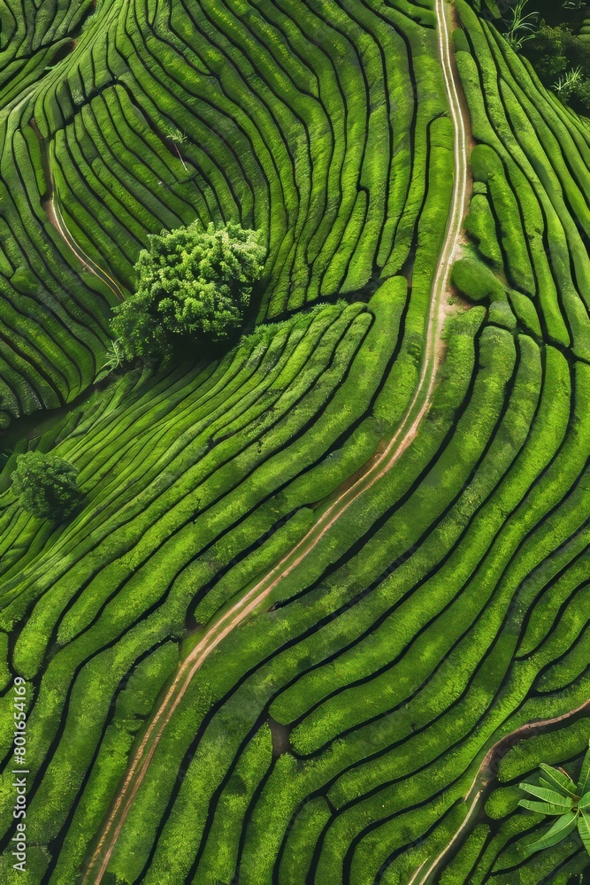tea plantations from a bird's eye view Generative AI