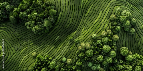 tea plantations from a bird's eye view Generative AI