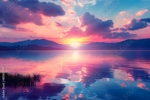 Peaceful Lake Waters, Sunset Serenity © ClaudiaMoya