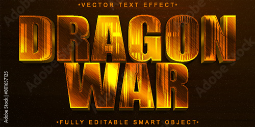 Orange Dragon War Vector Fully Editable Smart Object Text Effect © HUMA