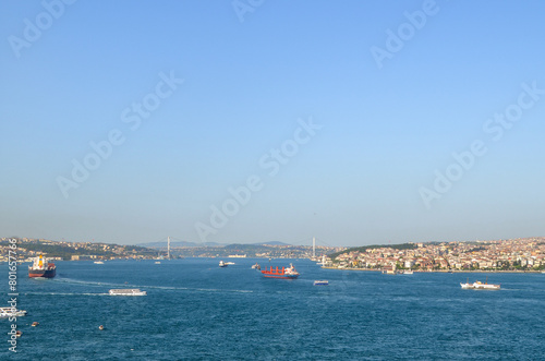 view of the bosphorus , bridge and the ships