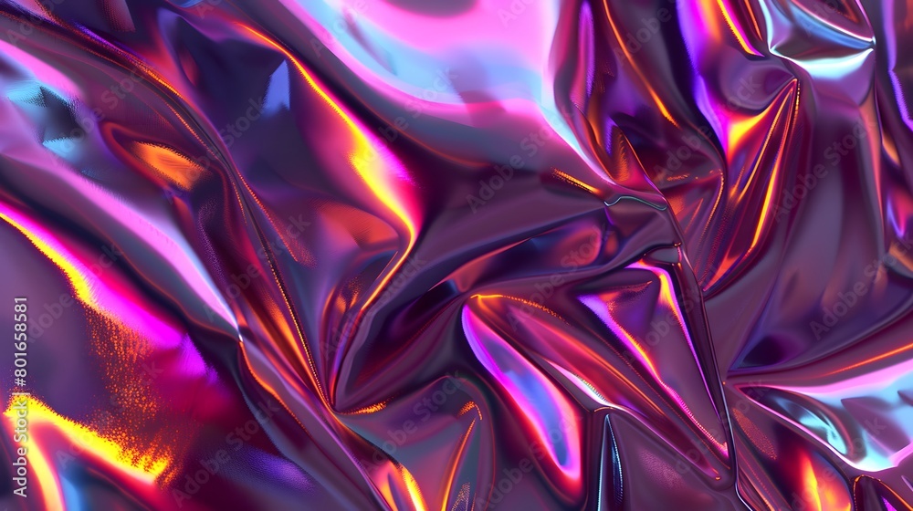 Modern 3D backdrop with moving holographic neon geometrical wavy pattern—a blend of technology and art. Perfect for backgrounds, banners, wallpapers, posters, and covers.