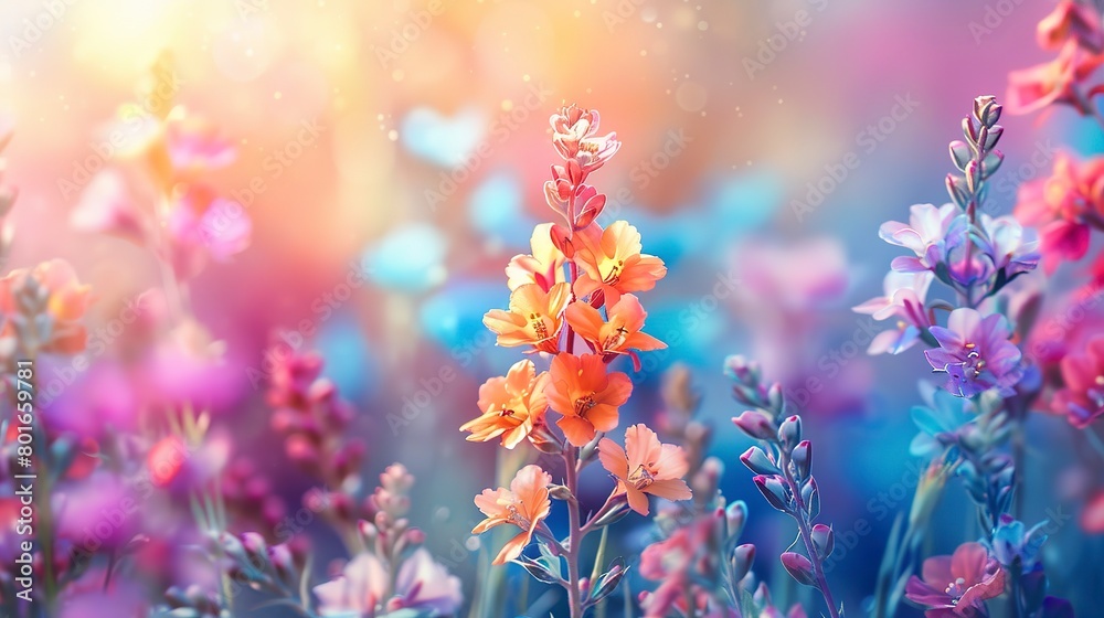 Bold and serene abstract background, focusing on a close-up view of a flower field for a calming effect. Bold and serene abstract background, focusing on a close-up view of a flower field for a calming effect.