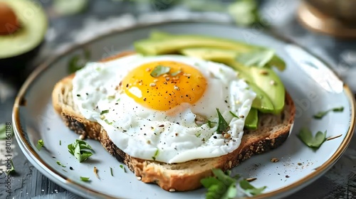 Breakfast with eggs and avocado 