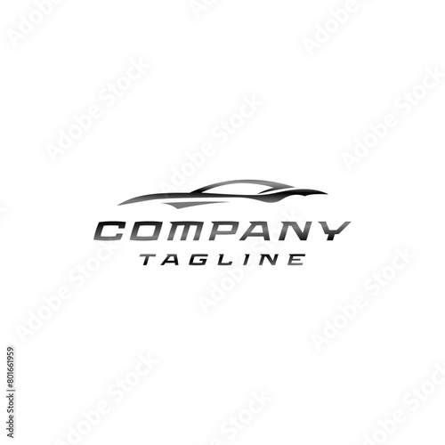 Elegant Arch Silhouette Classic Car Logo Design. Classic Car Silhouette With Elegant Curves Logo Design.