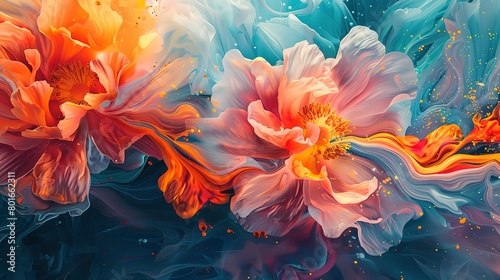 Close-up view of abstract floral explosions, showcasing the breathtaking spectacle of flowers bursting into life. 