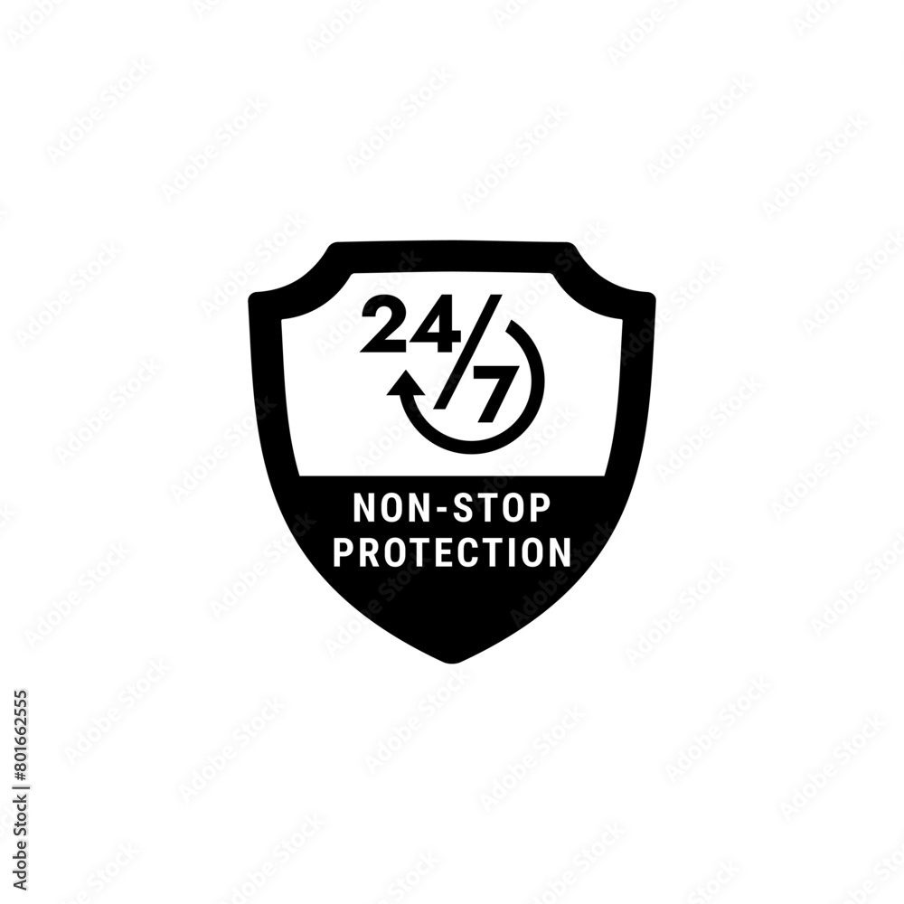 Non stop protection badge or Non stop protection label vector isolated. Non stop protection badge for product packaging design and more about non stop protection Non stop protection badge or Non stop protection label vector isolated. Non stop protection badge for product packaging design and more about non stop protection