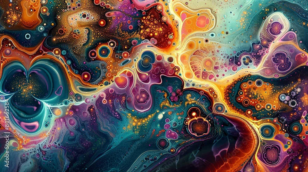 Vibrant and mesmerizing, a close-up abstract featuring psychedelic floral patterns for a visually intoxicating vibe. Vibrant and mesmerizing, a close-up abstract featuring psychedelic floral patterns for a visually intoxicating vibe.