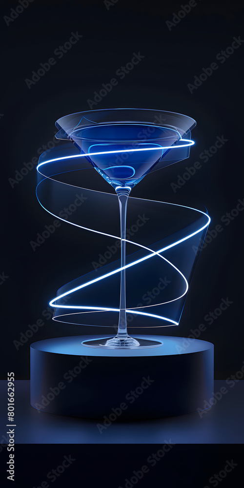 Copo de Martini Brilhante com Líquido Espumante e Giratório