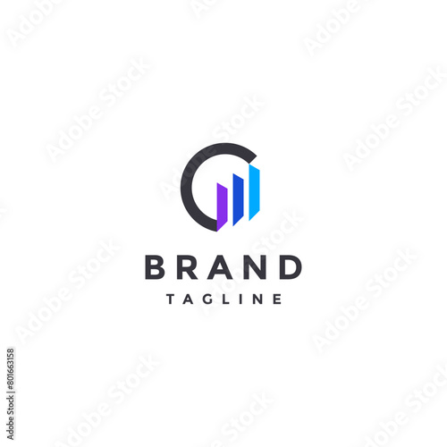 Initial Letter G Graphic Bars Logo Design. Profit Graph Jumping Up Logo Design.