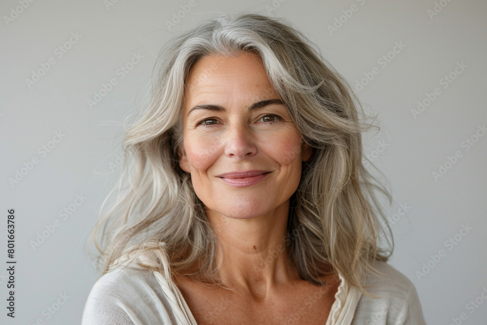 Portrait of a smiling middle aged woman, isolated on white background. Portrait of a smiling middle aged woman, isolated on white background.