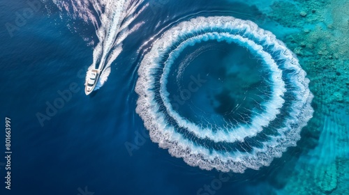 Aerial Photography of a Boat Creating a Circle © Yaiza Canvas