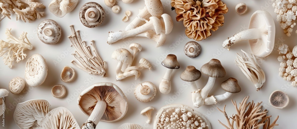 wild mushrooms on white background wild mushrooms on white background