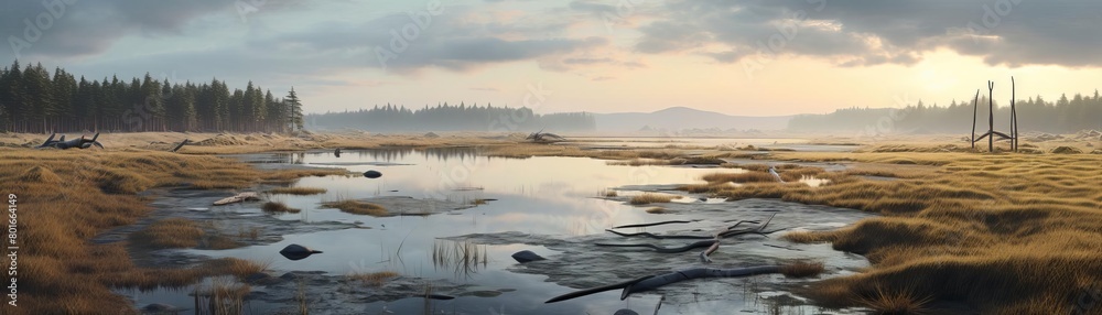A high-resolution image of a vast marshland A high-resolution image of a vast marshland