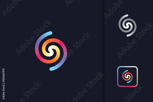 Abstract circle spin logo design vector template