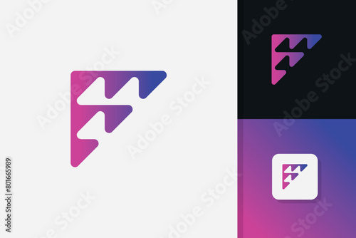 Letter F futuristic logo design vector template