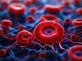 Blood cells in the veins Red blood cells circulate in the blood vessels. medical health care