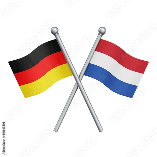 Free Download Crossed flags of Germany and the Netherlands isolated on transparent background. 3D rendering - GFXLoad