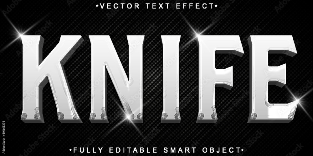 Silver Knife Vector Fully Editable Smart Object Text Effect