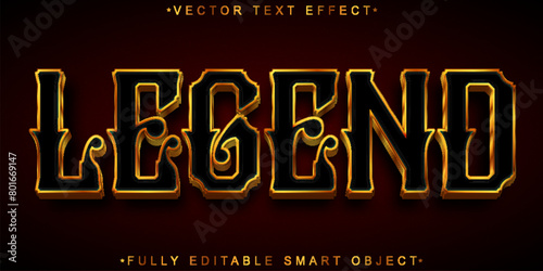 Shiny Dark Golden Legend Vector Fully Editable Smart Object Text Effect