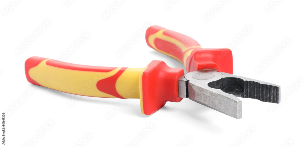 New combination pliers isolated on white. Construction tool New combination pliers isolated on white. Construction tool