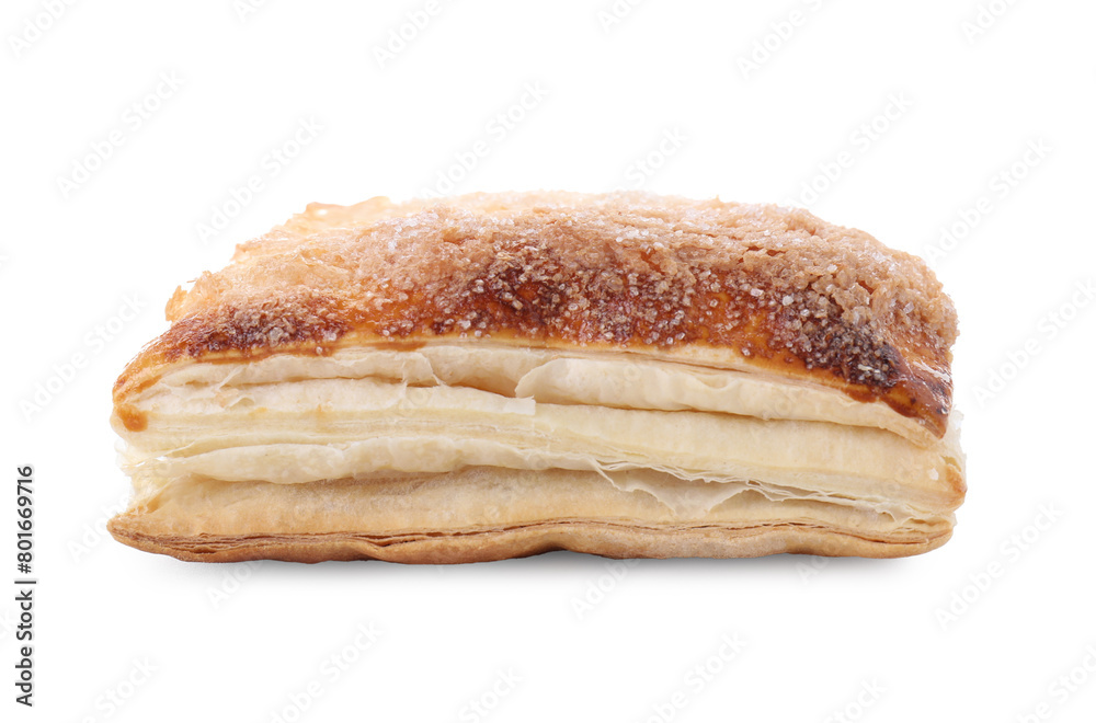 Puff pastry. One delicious fresh bun isolated on white Puff pastry. One delicious fresh bun isolated on white
